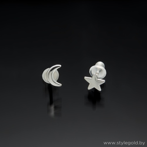 Серьги "Звезда и луна" 2014 от ювелирной фирмы "Стиль" по цене 20 руб.