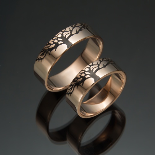 Обручальные кольца "Дерево жизни" С черной эмалью. от ювелирной фирмы "Стиль"