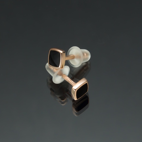 Серёжки с черной эмалью.  от ювелирной фирмы "Стиль"