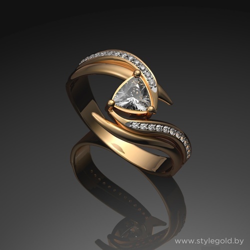 Кольцо с камнем огранки "триллион" к79 от ювелирной фирмы "Стиль" по цене 1113 руб.