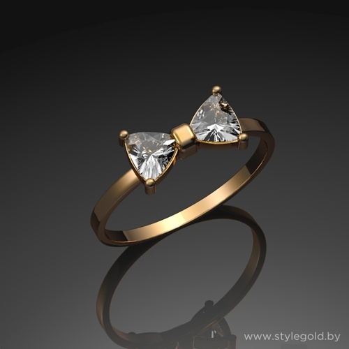 Кольцо "Бант" с камнями огранки "триллион" к80 от ювелирной фирмы "Стиль" по цене 689.5 руб.