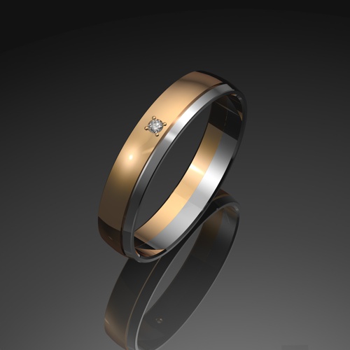 Комбинированное обручальное кольцо с бриллиантом ко08/1 от ювелирной фирмы "Стиль" по цене 1526.5 руб.