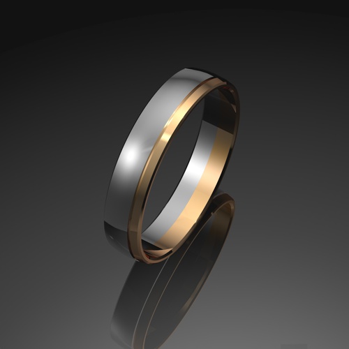 Обручальные кольца из белого золота с полоской из красного золота. ко08б от ювелирной фирмы "Стиль" по цене 760.5 руб.