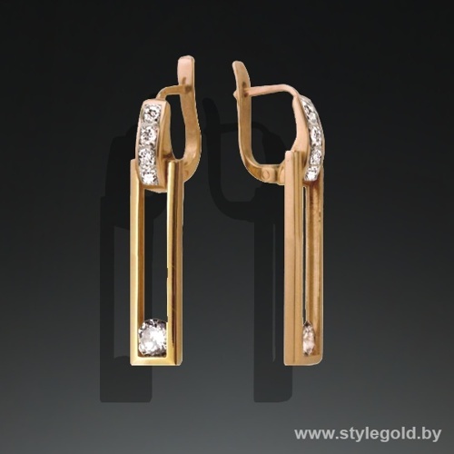 Серьги с двигающимся камнем с12 от ювелирной фирмы "Стиль" по цене 1035 руб.