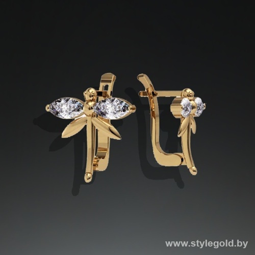 Серьги "стрекоза" с33 от ювелирной фирмы "Стиль" по цене 963 руб.