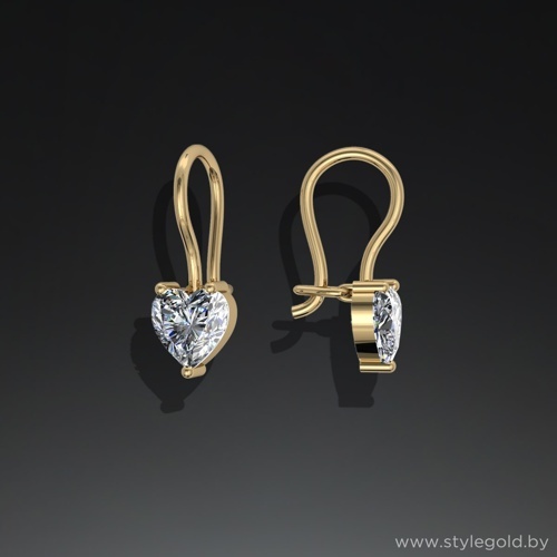 Сережки с камнем в форме сердца с50 от ювелирной фирмы "Стиль" по цене 529 руб.