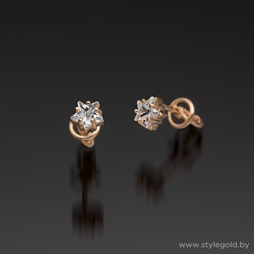 Сережки с камнем в форме звездочки с57 от ювелирной фирмы "Стиль" по цене 616.5 руб.