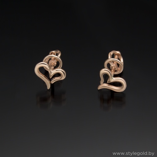 Сережки "Сердечки" с59 от ювелирной фирмы "Стиль" по цене 484 руб.